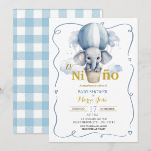 Invitation Baby shower mexicain Es Nino Elephant