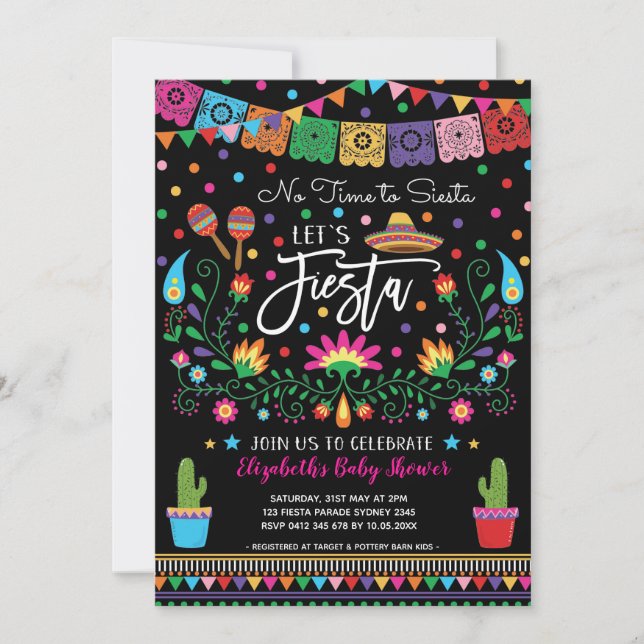 Invitation Baby shower mexicain Fiesta Cinco De Mayo (Devant)