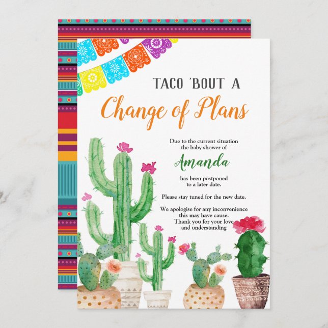 Invitation Baby shower mexicain reporté à la fête (Devant / Derrière)