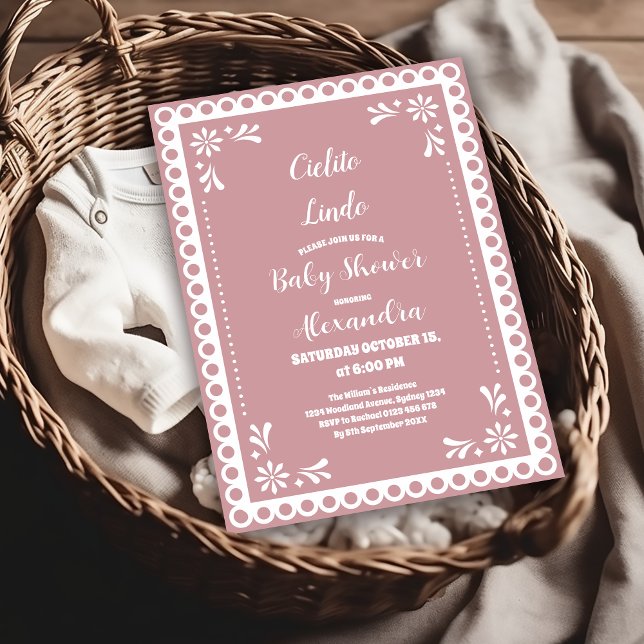 Invitation Baby shower mexicain rose Cielito Lindo (Créateur téléchargé)