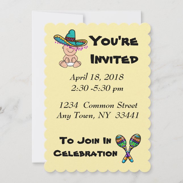 Invitation Baby shower mexicaine à Customiser (Devant)