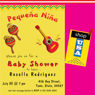 Invitation Baby shower mexicaine Fiesta Baby and M