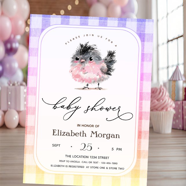 Invitation Baby shower mignon au poulet blanc (Créateur téléchargé)