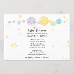 Invitation Baby shower mignon d'astronomie de Kawaii