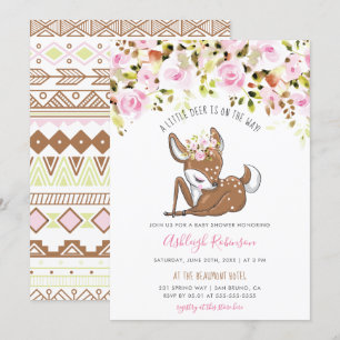 Invitation Baby shower mignon de cerfs communs de bébé et de