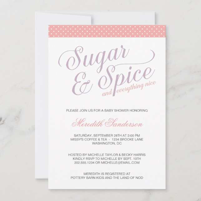 Invitation Baby shower mignon de fille (Devant)