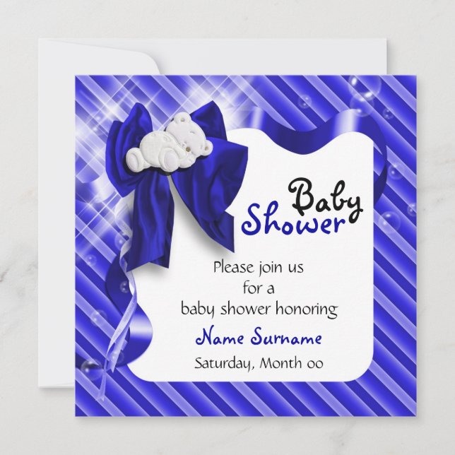 Invitation Baby shower mignon de garçon d'ours (Devant)