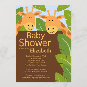 Invitation Baby shower mignon de multiple de girafe de safari