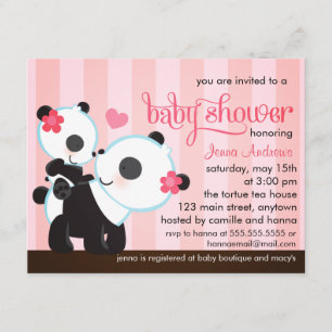 Invitation Baby shower mignon de panda de bébé