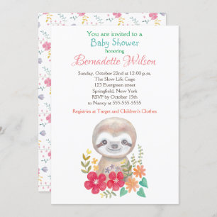 Invitation Baby shower mignon de paresse d'invitation de baby