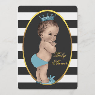 Invitation Baby shower mignon de prince Black White Stripes