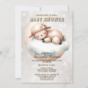 Invitation Baby shower mignon dormant bébé agneau animal
