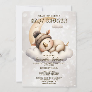 Invitation Baby shower mignon dormant bébé animal magnifique