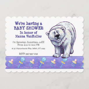 Invitation Baby shower mignon d'ours blanc