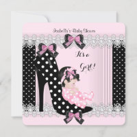 Baby shower mignon fille rose Pois haut talon 7a
