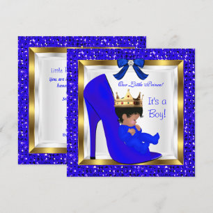 Invitation Baby Shower Mignon Garçon Prince Bleu Royal Chauss