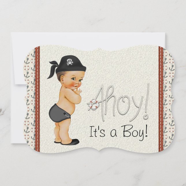 Invitation Baby Shower Mignon Petit Pirate (Devant)