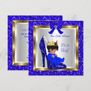 Invitation Baby Shower Mignon Prince Garçon Bleu Royal Chauss