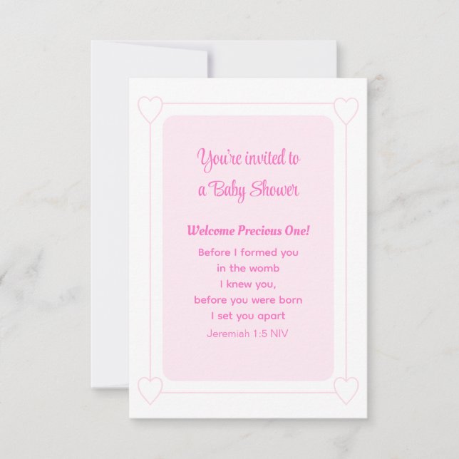 Invitation Baby shower mignon rose douce Chrétien simple (Devant)