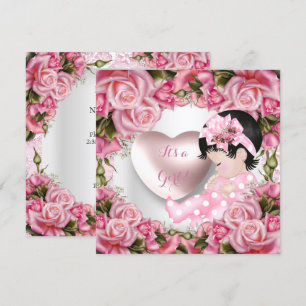 Invitation Baby Shower Mignonne Bébé Fille Roses Roses Bébé F