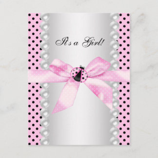 Invitation Baby Shower Mignonne Coccinelle Rose
