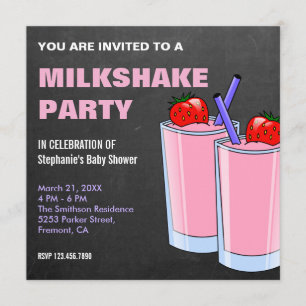 Invitation Baby Shower Milkshake aux Fraises