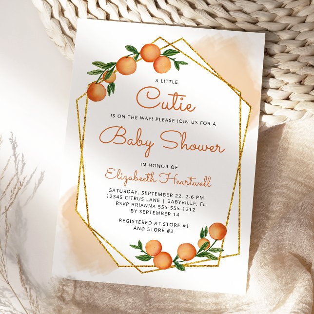 Invitation Baby Shower Mini Citron Mignon Orange (Créateur téléchargé)