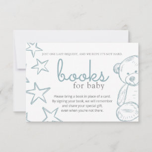 Invitation Baby shower minimal Bleu Teddy Bear Demande I