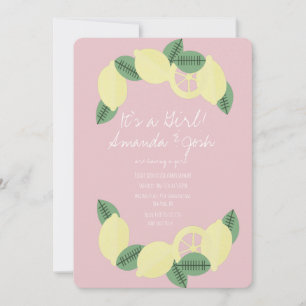 Invitation Baby shower minimal citron Citrus Wreath Girls