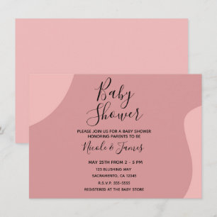 Invitation Baby shower minimal moderne en encre rose brillant