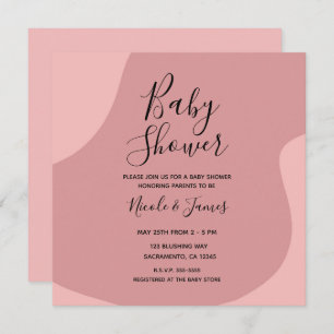 Invitation Baby shower minimal moderne rose vif