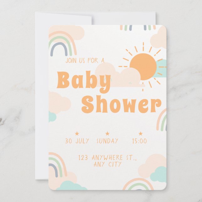 Invitation Baby shower minimal Pastel (Devant)