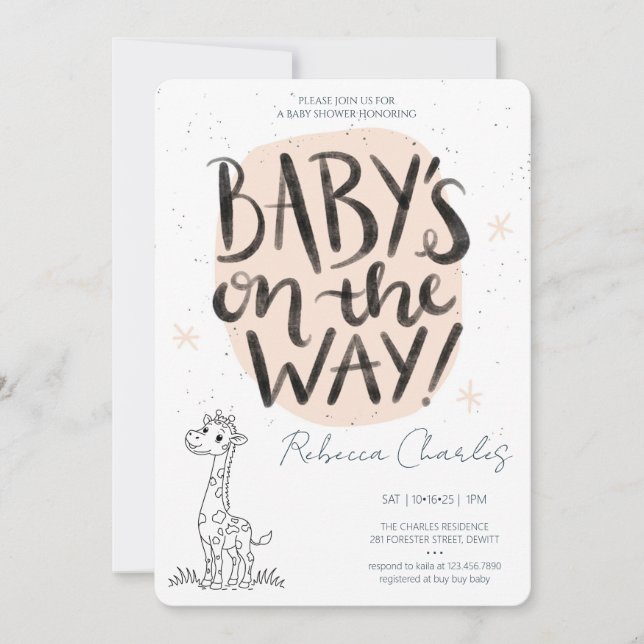 Invitation Baby Shower Minimaliste  (Devant)
