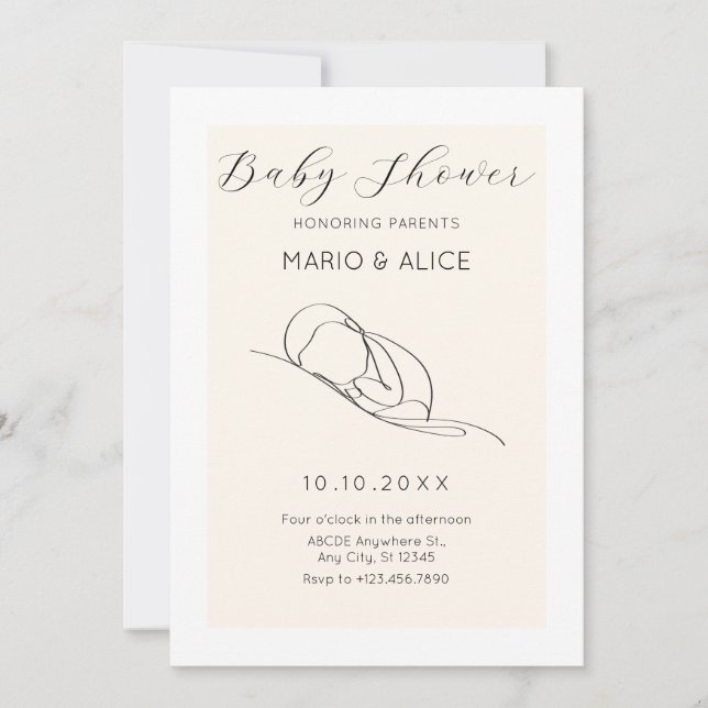Invitation Baby shower minimaliste (Devant)