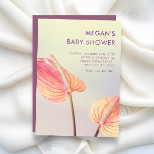Invitation Baby shower minimaliste Anthurium floral esthétiqu