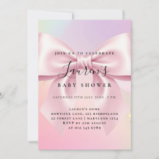 Invitation Baby-Shower Minimaliste Arc-En-Ciel Rose