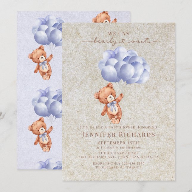 Invitation Baby shower minimaliste | Attendre (Devant / Derrière)