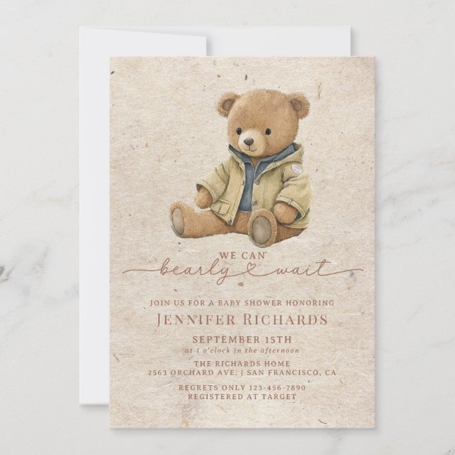 Invitation Baby shower minimaliste | Attendre (Devant)
