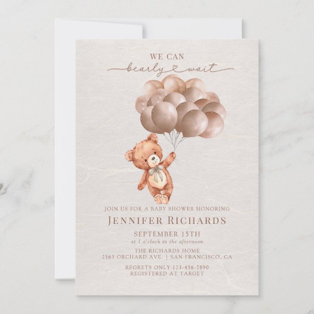 Invitation Baby shower minimaliste | Attendre (Devant)