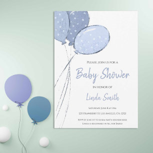 Invitation Baby shower minimaliste Bleu Bleu Garçon