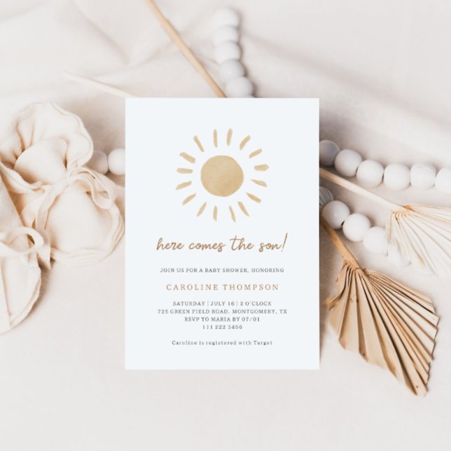 Invitation Baby Shower Minimaliste Boho Sunshine (Créateur téléchargé)