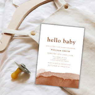 Invitation Baby shower minimaliste Boho Terracotta Desert Boy