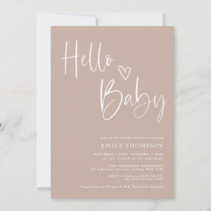 Invitation Baby shower minimaliste chic roux