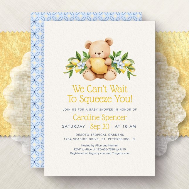 Invitation Baby-Shower Minimaliste Citron Amalfi (Créateur téléchargé)
