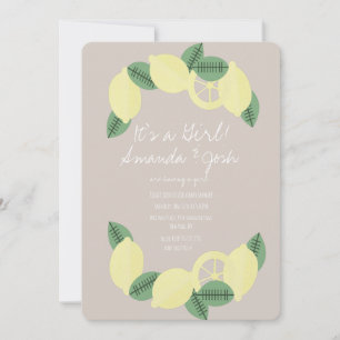 Invitation Baby Shower Minimaliste Citron Citrus Vintage Fill