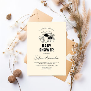 Invitation Baby shower minimaliste de champignons