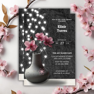 Invitation Baby shower minimaliste de fleurs de cerisier
