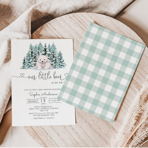 Invitation Baby shower minimaliste de la forêt d'hiver de l'o