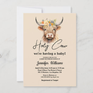 Invitation baby shower minimaliste de veau de la vache sainte