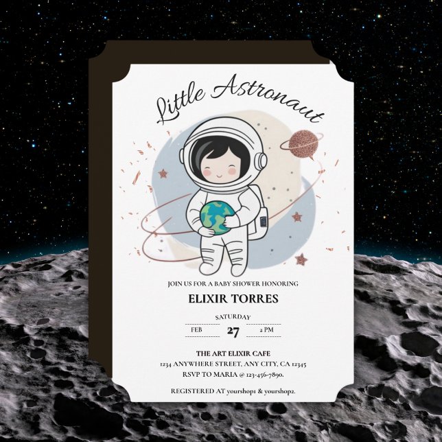 Invitation Baby shower minimaliste des petits astronautes (Créateur téléchargé)